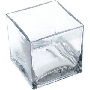 Heavy 5" Square Glass Candle Holder/Vase/Succulent Terrarium